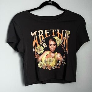 GAP Dark Gray Graphic Crop Top with aretha franklin SZ Large